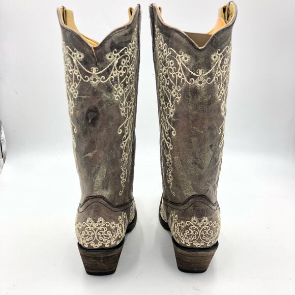 Corral Women Crater Bone Embroidery Snip Toe Boots Size 9 M FLAW - Picture 5 of 11